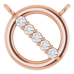 Ladies Natural Diamond Circle Necklace Center (I1, G-H) — 14K Rose Gold