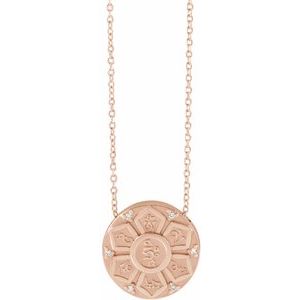 Ladies Natural Diamond Mantra Necklace (I1, G-H) — 14K Rose Gold