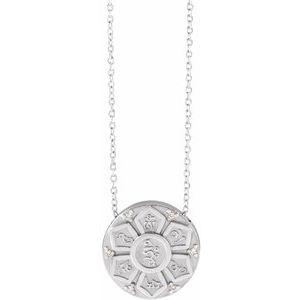 Ladies Natural Diamond Mantra Necklace (I1, G-H) — Sterling Silver
