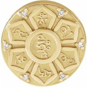 Ladies Natural Diamond Mantra Pendant (I1, G-H) — 14K Yellow Gold