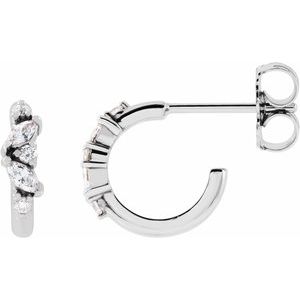Ladies Natural Diamond Huggie Earrings — 14K White Gold
