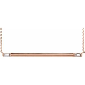 Ladies Natural Diamond Bar Necklace (Si2-Si3, Ghi) — 14K Rose Gold