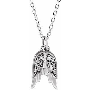 Ladies Natural Diamond Angel Wings Necklace (SI2-SI3, G-H) — Platinum