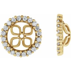 Ladies 8.5 mm ID Natural Diamond Earring Jackets — 14K Yellow Gold