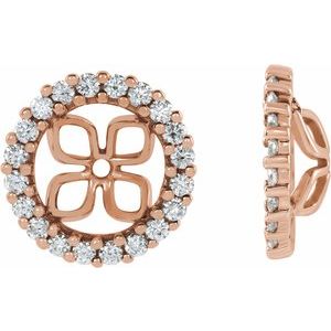Ladies 8.5 mm ID Natural Diamond Earring Jackets — 14K Rose Gold