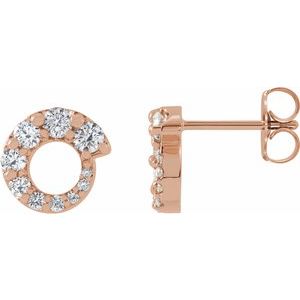 Ladies Natural Diamond Graduated Circle Earrings — 14K Rose Gold
