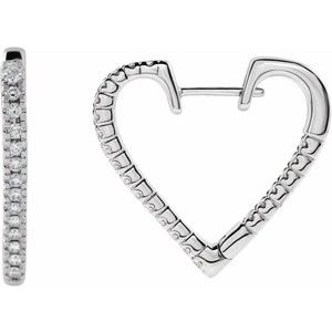 Ladies Natural Diamond Heart Earrings — Sterling Silver