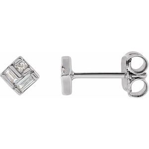 Ladies Natural Diamond Geometric Earrings — Sterling Silver