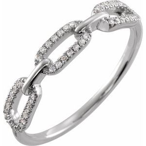 Ladies Natural Diamond Chain Link Ring (I1, H+) — Sterling Silver