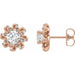 Ladies Natural Diamond Halo-Style Earrings — 14K Rose Gold