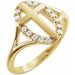 Ladies Natural Diamond French-Set Halo-Style Cross Ring (I1, G-H) — 14K Yellow Gold