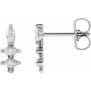 Ladies Natural Diamond Bar Earrings — Platinum