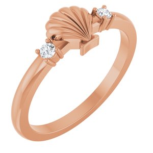 Ladies Natural Diamond Seashell Ring (I1, G-H) — 14K Rose Gold