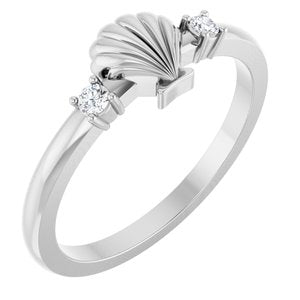 Ladies Natural Diamond Seashell Ring (SI2-SI3, G-H) — Platinum