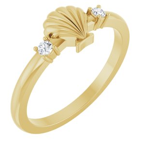 Ladies Natural Diamond Seashell Ring (I1, G-H) — 14K Yellow Gold