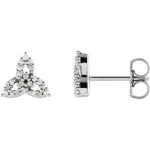 Ladies Natural Diamond Celtic-Inspired Trinity Earrings — Sterling Silver