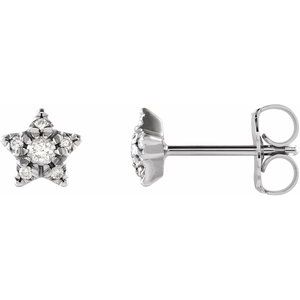 Ladies Natural Diamond Star Earrings — Platinum