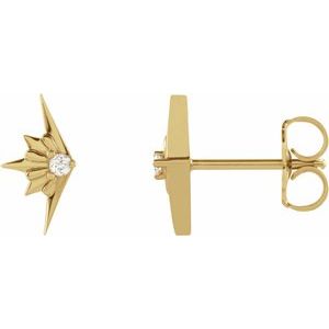 Ladies Natural Diamond Starburst Earrings — 14K Yellow Gold