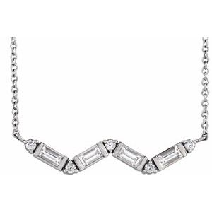 Ladies Natural Diamond Bar Necklace (Si2-Si3, I1, Ghi, G-H) — 14K White Gold