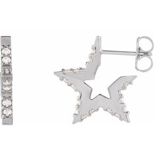 Ladies Natural Diamond Star Hoop Earrings (SI2-SI3, G-H) — Platinum