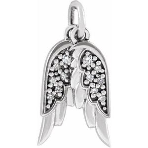 Ladies Natural Diamond Angel Wings Pendant — Sterling Silver
