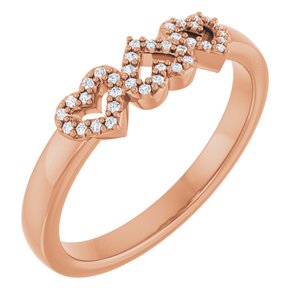 Ladies Natural Diamond Heart Ring (I1, G-H) — 14K Rose Gold