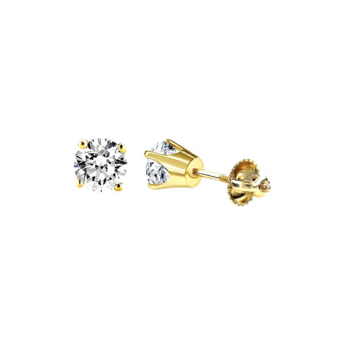 14K Yellow Gold Round Diamond Stud Earrings 0.33CT Elegant Women�S Diamond Jewelry