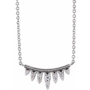 Ladies Natural Diamond Bar Necklace (Si2-Si3, G-H) — Platinum