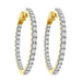 LADIES HOOP EARRINGS 3.00CT ROUND DIAMOND 10K YELLOW GOLD