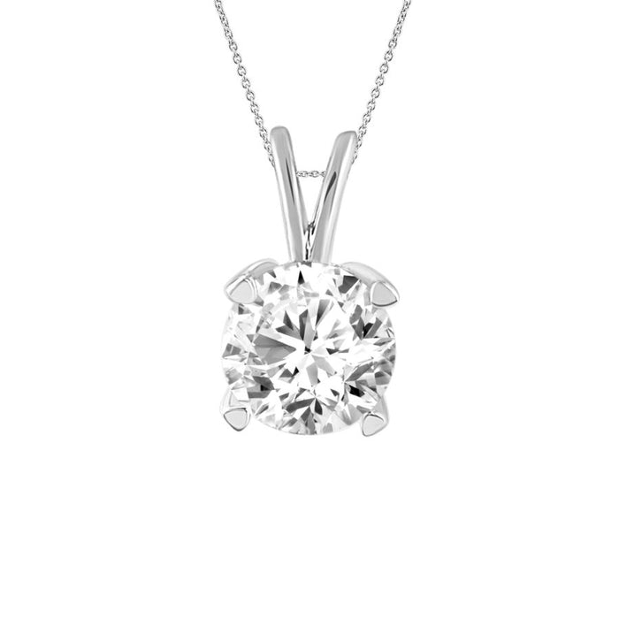 LADIES SOLITAIRE PENDANT 1.00CT ROUND DIAMOND 14K WHITE GOLD