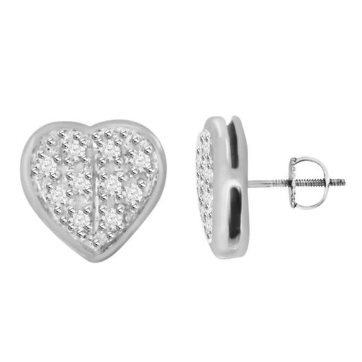 Sterling Silver White 0.05CT Round Diamond Yuva Heart Earrings Women�S Fine Jewelry Stud Earrings