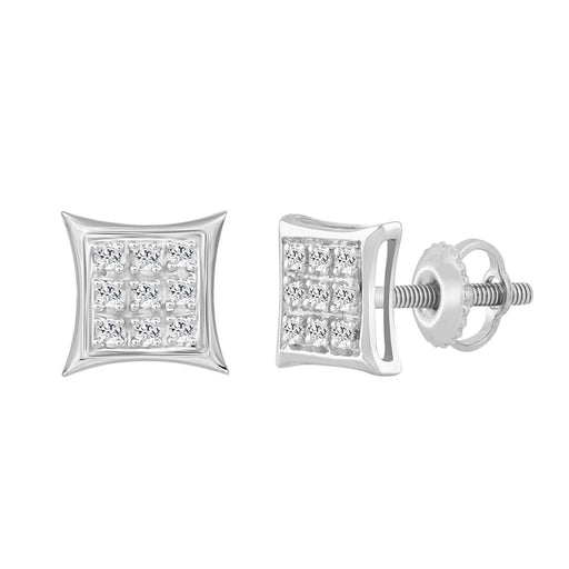 Sterling Silver Diamond Yuva Stud Earrings For Women 0.05 Ct Round Cut Minimal Everyday Earrings