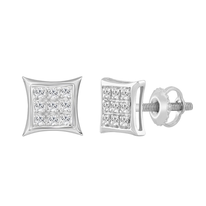 Sterling Silver Diamond Yuva Stud Earrings For Women 0.05 Ct Round Cut Minimal Everyday Earrings