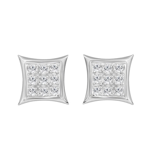 Sterling Silver Diamond Yuva Stud Earrings For Women 0.05 Ct Round Cut Minimal Everyday Earrings