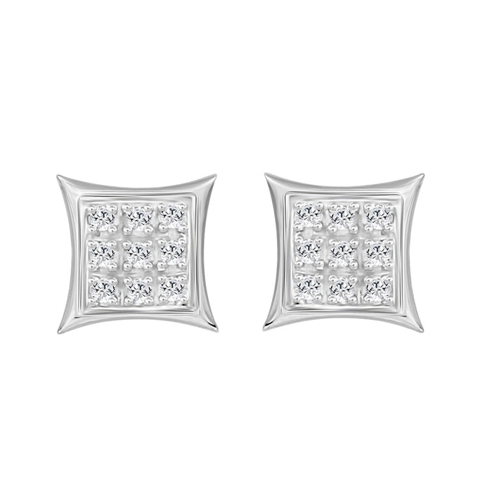 Sterling Silver Diamond Yuva Stud Earrings For Women 0.05 Ct Round Cut Minimal Everyday Earrings