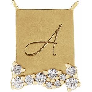 Ladies Natural Diamond Engravable Necklace Center (I1, G-H) — 14K Yellow Gold