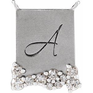 Ladies Natural Diamond Engravable Necklace Center (I1, G-H) — 14K White Gold