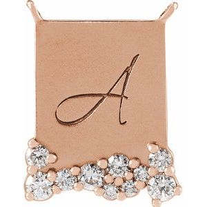 Ladies Natural Diamond Engravable Necklace Center (I1, G-H) — 14K Rose Gold