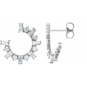 Ladies Natural Diamond Front-Facing Hoop Earrings (SI2-SI3, GHI) — Platinum