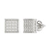 Sterling Silver White 0.10CT Round Diamond Yuva Square Cluster Earrings Women’S Fine Jewelry