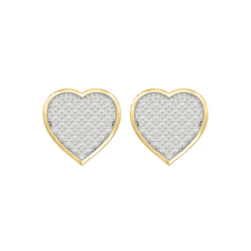 Yuva Brand 10K Yellow Gold  0.25Ct Round Diamond Heart Shaped Earrings Stylish Women Diamond Fashion Earrings