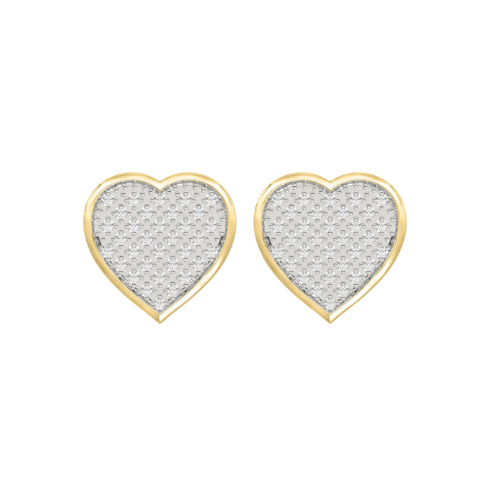 Yuva Brand 10K Yellow Gold  0.25Ct Round Diamond Heart Shaped Earrings Stylish Women Diamond Fashion Earrings
