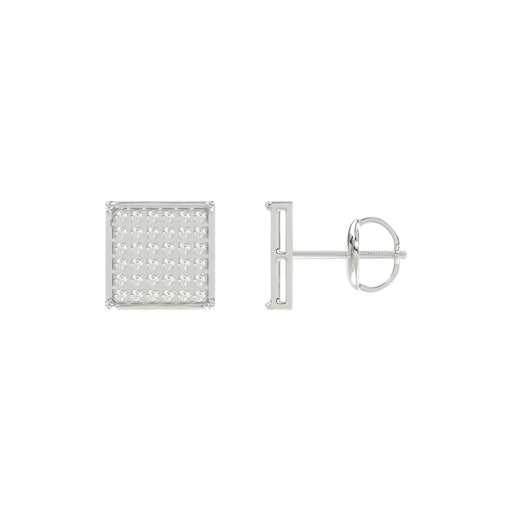 Sterling Silver White 0.25CT Round Diamond Yuva Square Cluster Earrings Women�S Fine Jewelry