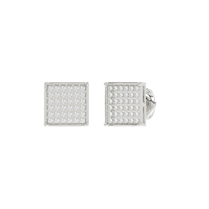 Sterling Silver White 0.25CT Round Diamond Yuva Square Cluster Earrings Women�S Fine Jewelry