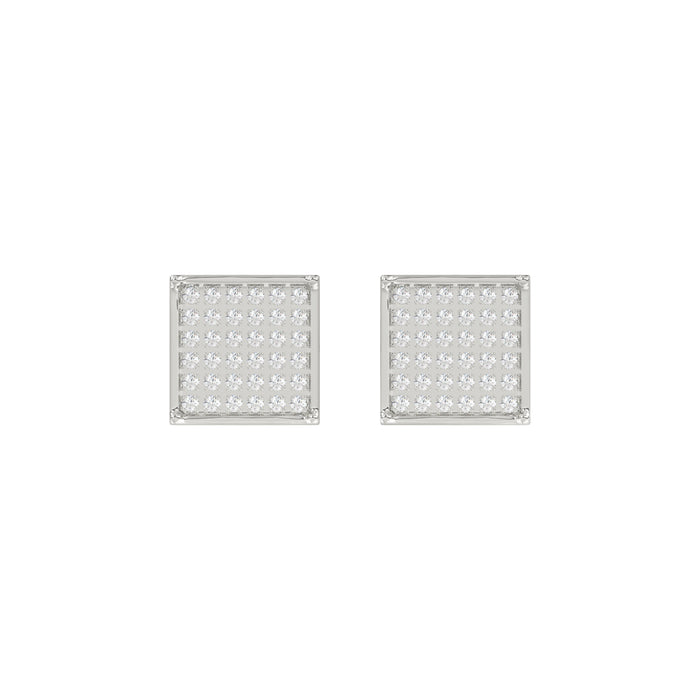 Sterling Silver White 0.25CT Round Diamond Yuva Square Cluster Earrings Women�S Fine Jewelry