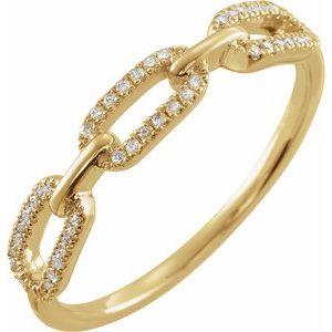 Ladies Natural Diamond Chain Link Ring (I1, H+) — 14K Yellow Gold