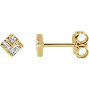 Ladies Natural Diamond Geometric Earrings — 14K Yellow Gold