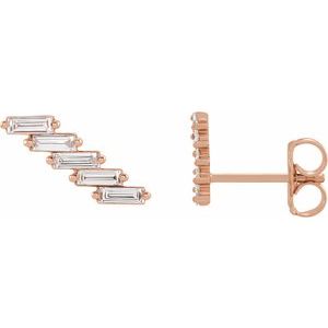 Ladies Natural Diamonds Ear Climber — 14K Rose Gold