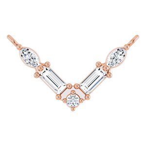 Ladies Natural Diamond V Necklace Center (Si2-Si3, Ghi) — 14K Rose Gold