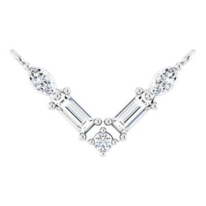 Ladies Natural Diamond V Necklace Center (Si2-Si3, Ghi) — 14K White Gold